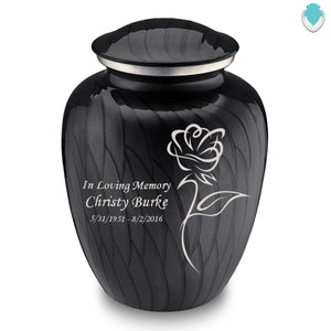 Adult Embrace Pearl Black Rose Cremation Urn