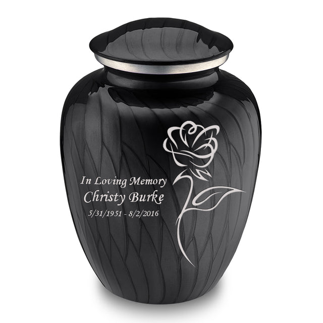 Adult Embrace Pearl Black Rose Cremation Urn