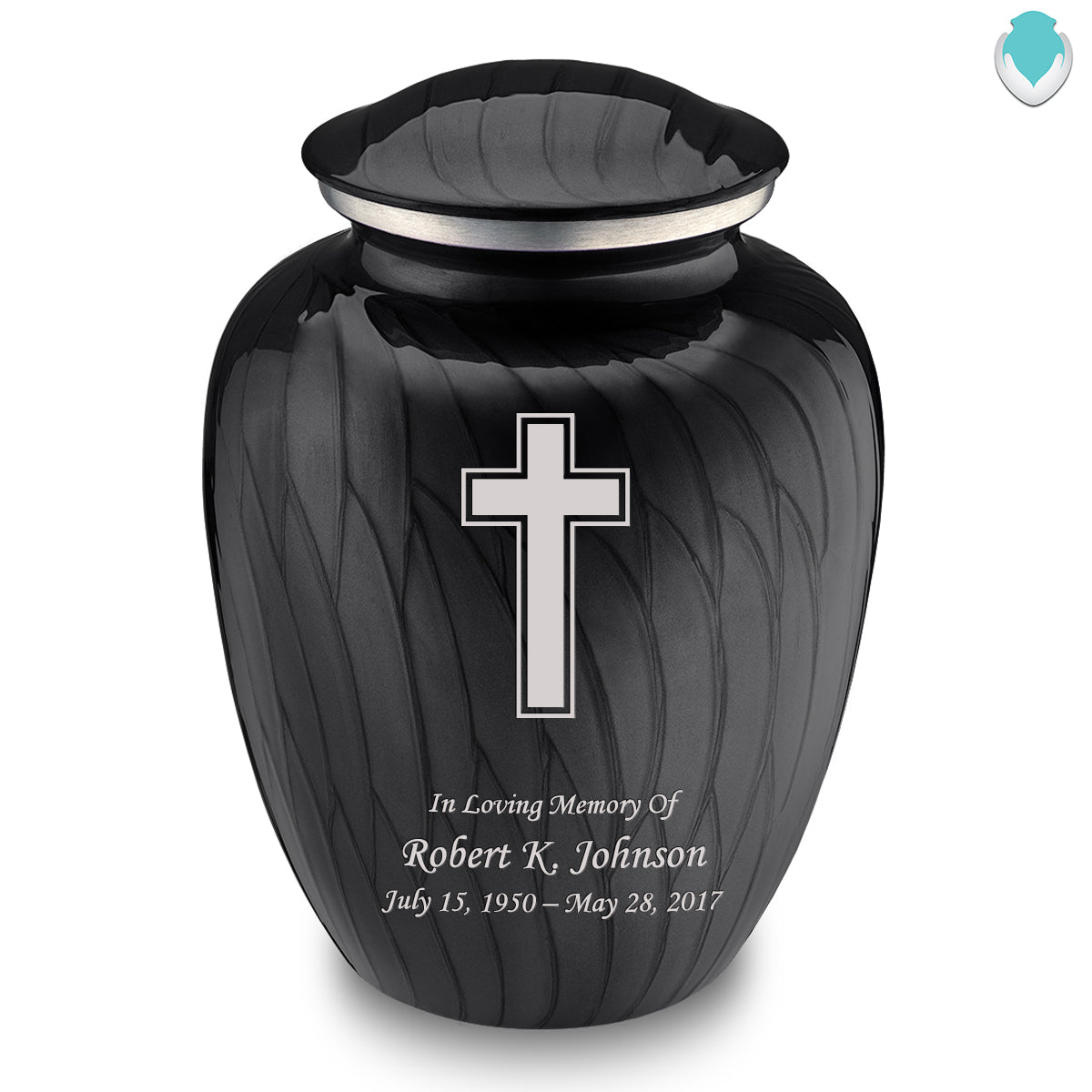 Adult Embrace Pearl Black Simple Cross Cremation Urn