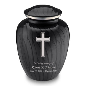 Adult Embrace Pearl Black Simple Cross Cremation Urn