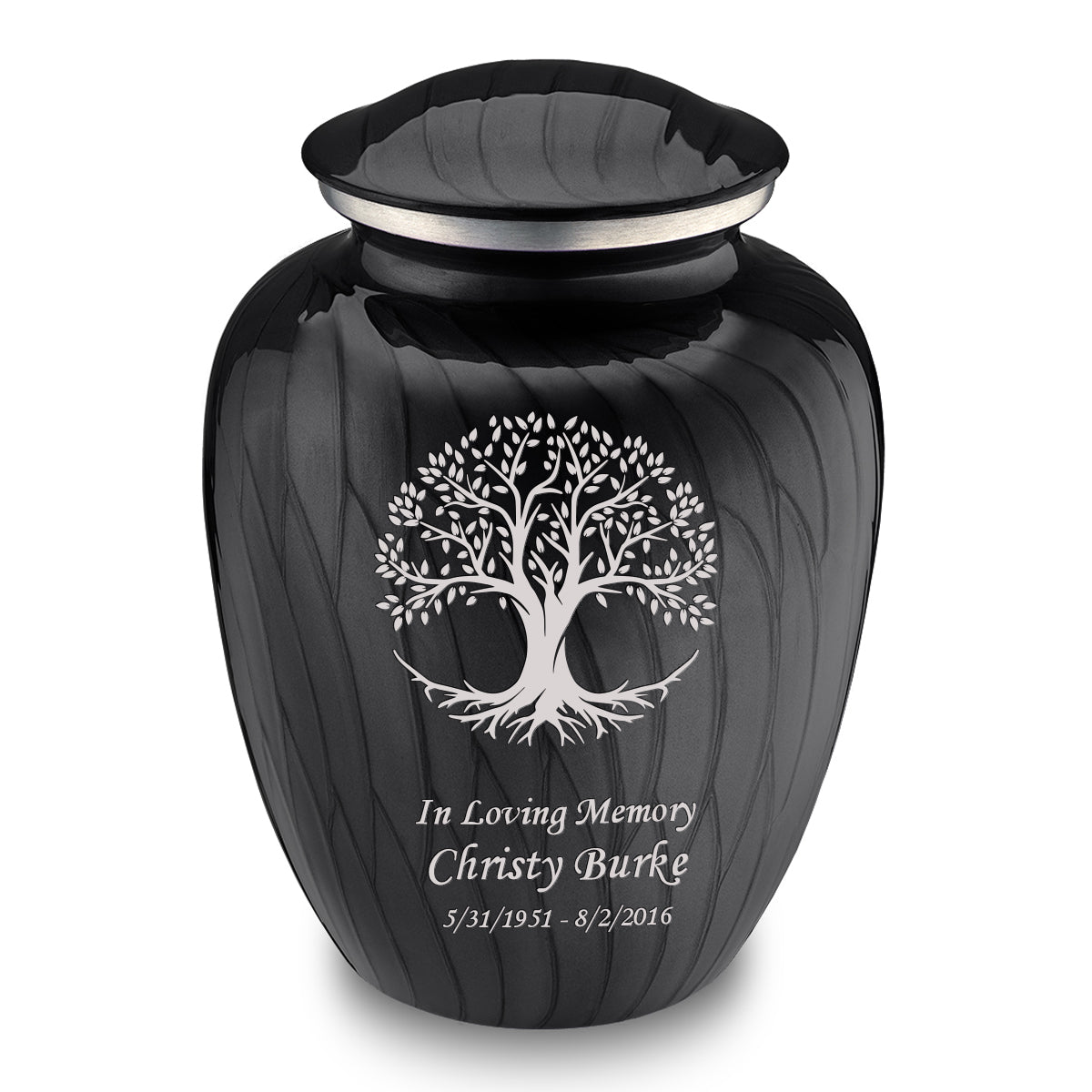 Adult Embrace Pearl Black Tree of Life Cremation Urn