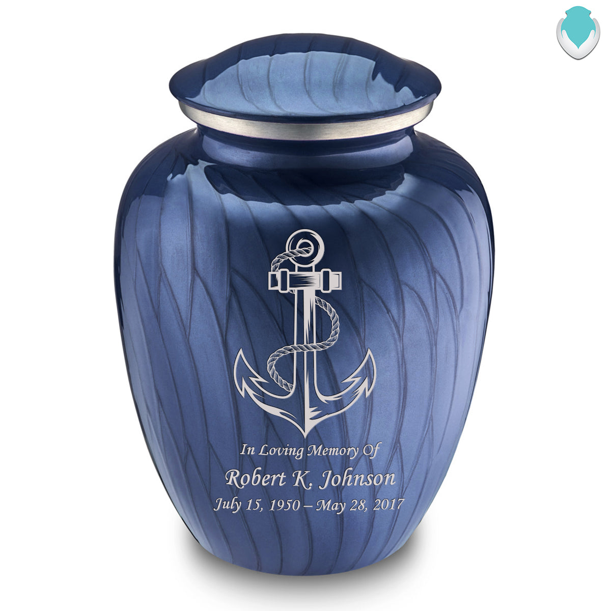 Adult Embrace Pearl Cobalt Blue Anchor Cremation Urn