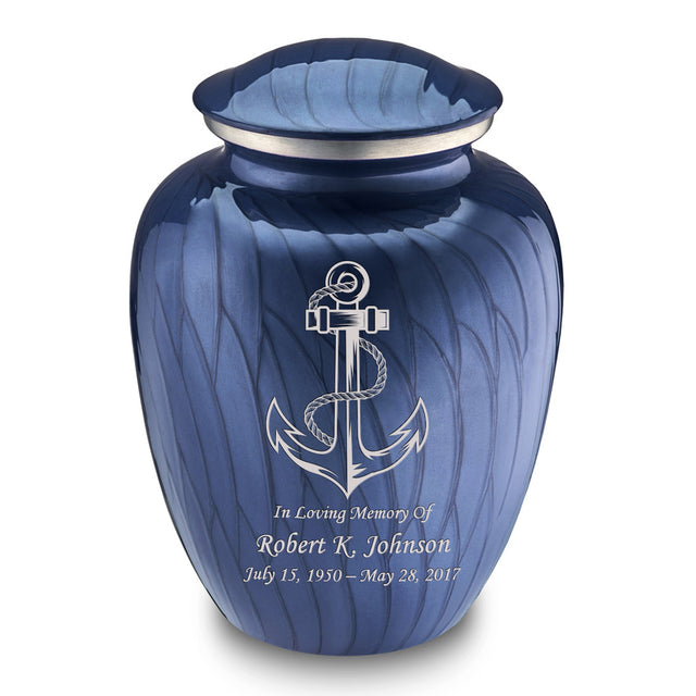 Adult Embrace Pearl Cobalt Blue Anchor Cremation Urn