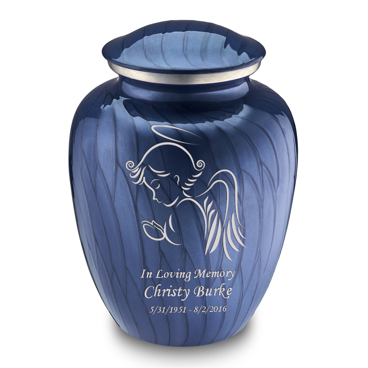 Adult Embrace Pearl Cobalt Blue Angel Cremation Urn