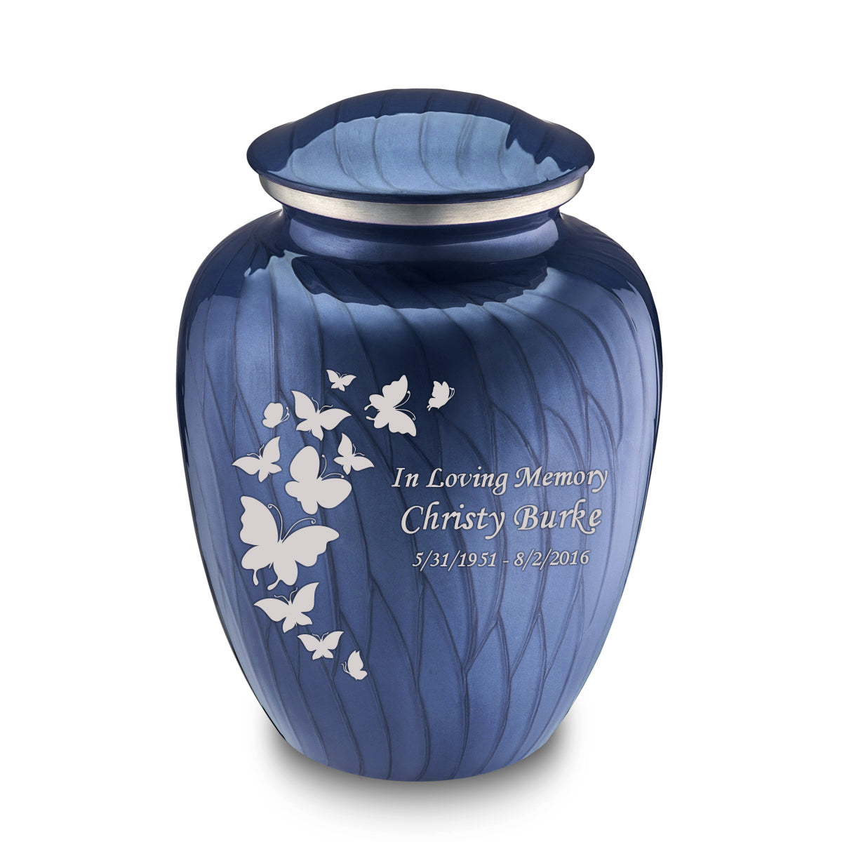 Adult Embrace Pearl Cobalt Blue Butterfly Cremation Urn