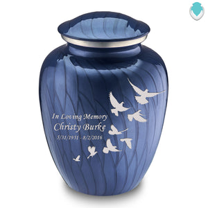 Adult Embrace Pearl Cobalt Blue Doves Cremation Urn