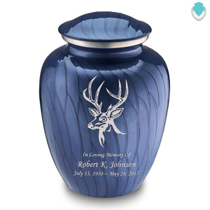 Adult Embrace Pearl Cobalt Blue Deer Cremation Urn