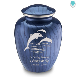 Adult Embrace Pearl Cobalt Blue Dolphin Cremation Urn