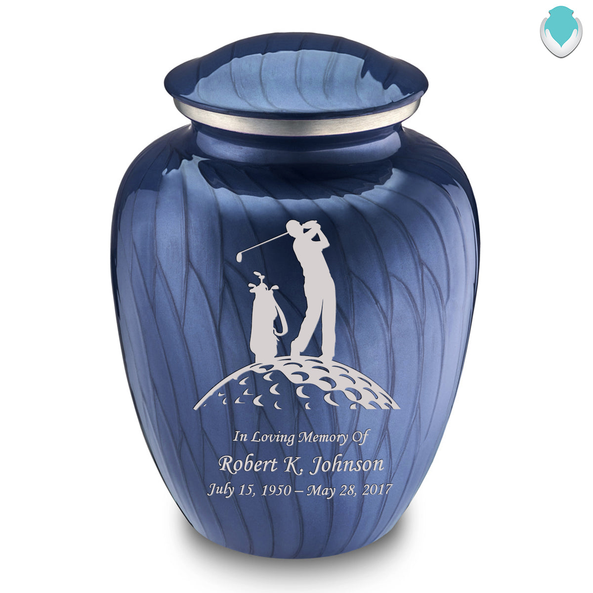 Adult Embrace Pearl Cobalt Blue Golf Cremation Urn