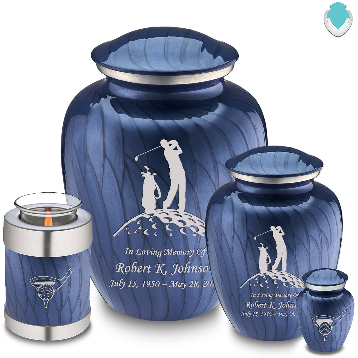 Adult Embrace Pearl Cobalt Blue Golf Cremation Urn