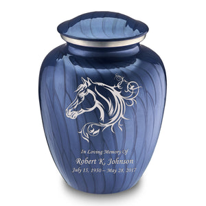 Adult Embrace Pearl Cobalt Blue Horse Cremation Urn