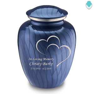 Adult Embrace Pearl Cobalt Blue Hearts Cremation Urn