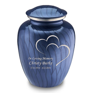 Adult Embrace Pearl Cobalt Blue Hearts Cremation Urn