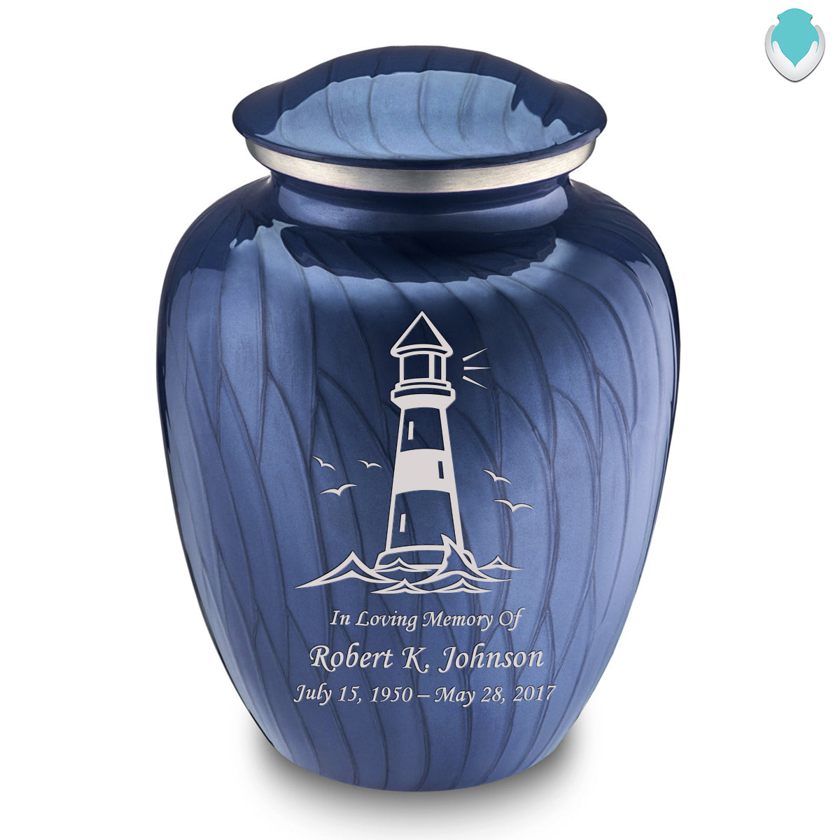 Adult Embrace Pearl Cobalt Blue Lighthouse Cremation Urn