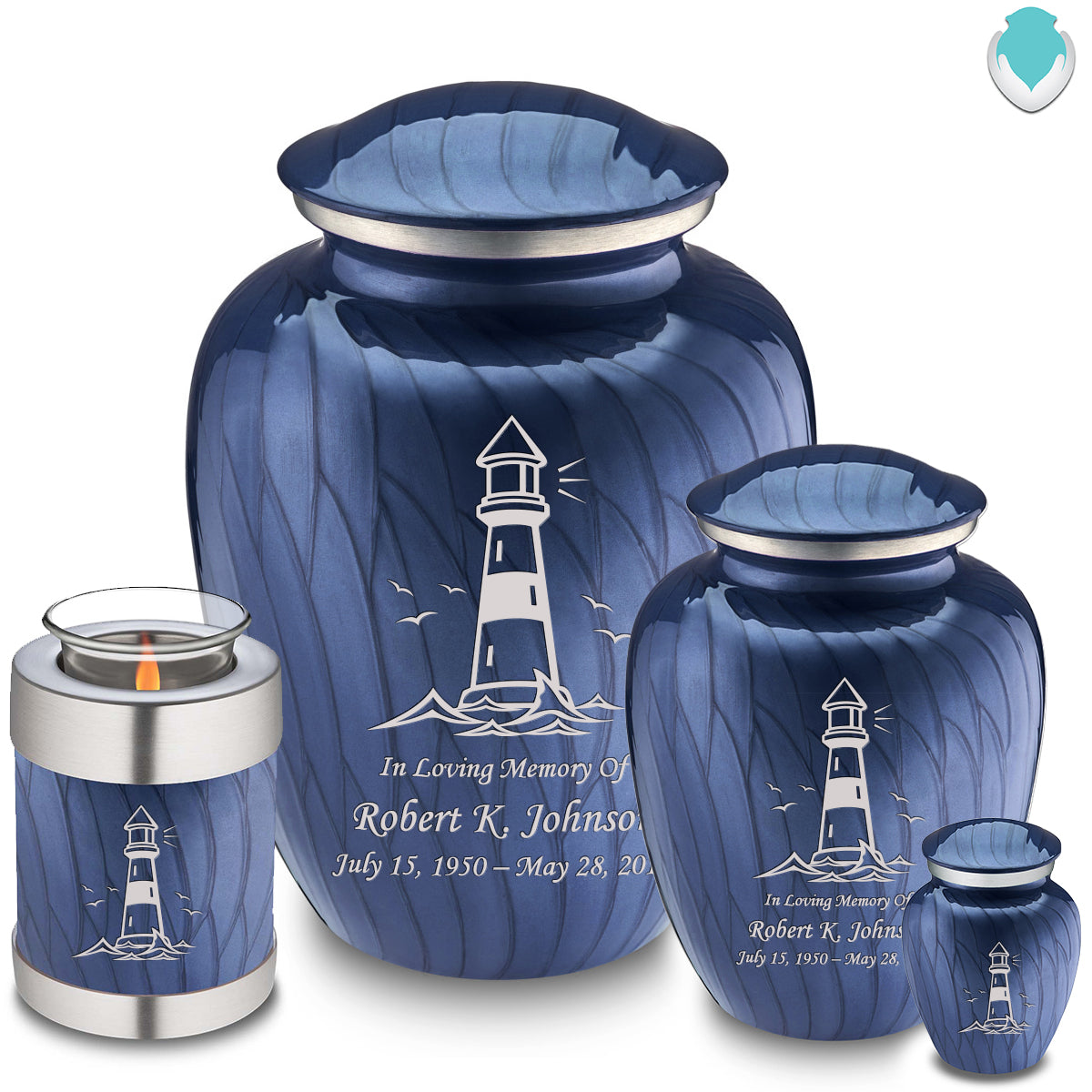 Adult Embrace Pearl Cobalt Blue Lighthouse Cremation Urn