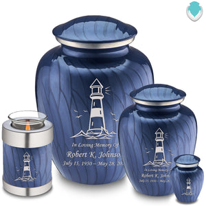 Adult Embrace Pearl Cobalt Blue Lighthouse Cremation Urn