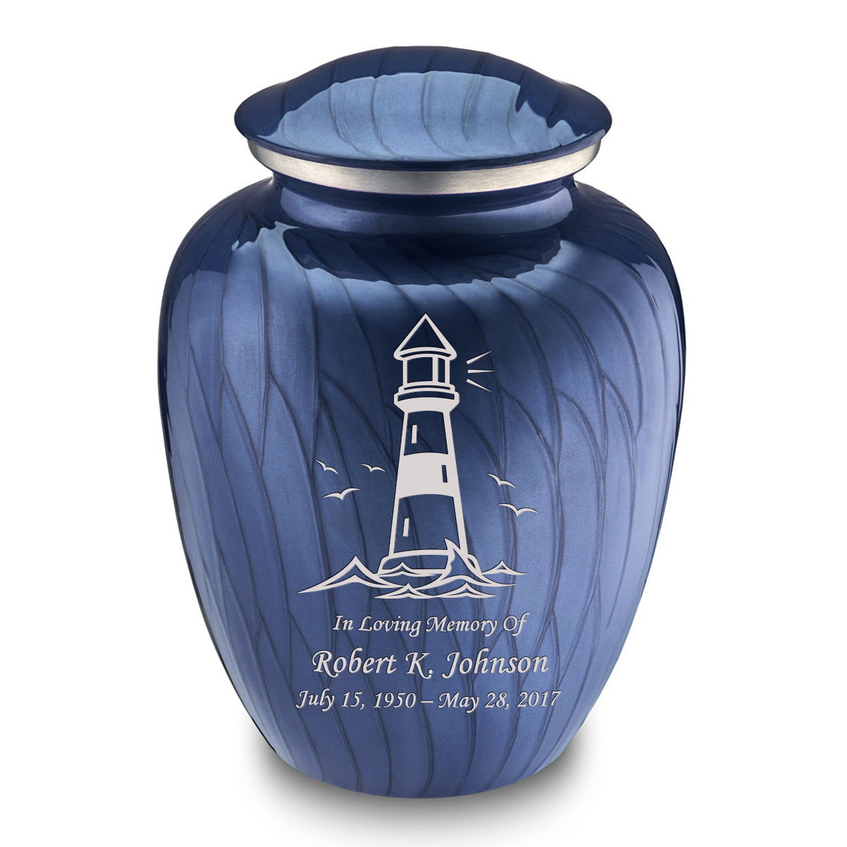 Adult Embrace Pearl Cobalt Blue Lighthouse Cremation Urn