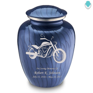 Adult Embrace Pearl Cobalt Blue Motorcycle Cremation Urn