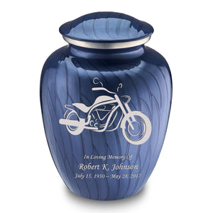 Adult Embrace Pearl Cobalt Blue Motorcycle Cremation Urn