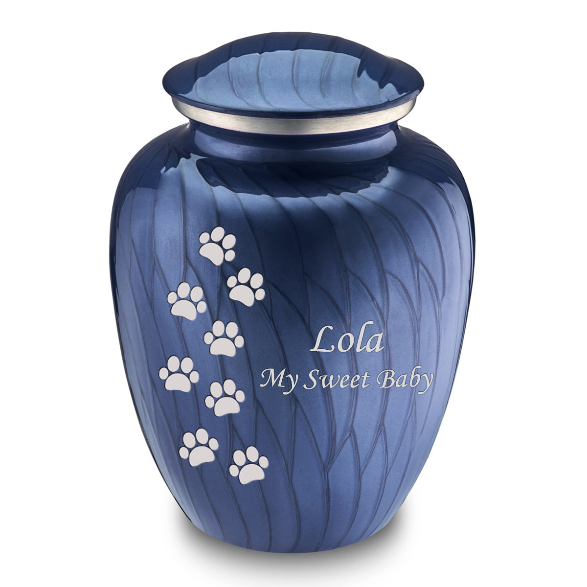 Large Embrace Pearl Cobalt Blue Walking Paws Pet Cremation Urn