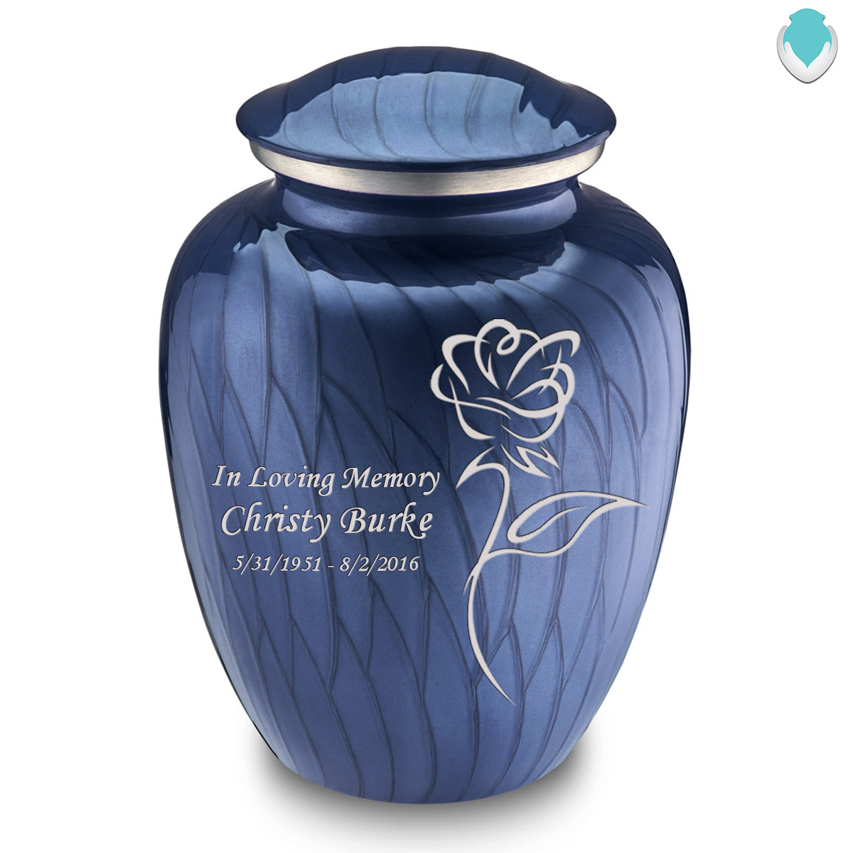 Adult Embrace Pearl Cobalt Blue Rose Cremation Urn