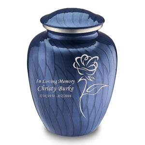 Adult Embrace Pearl Cobalt Blue Rose Cremation Urn