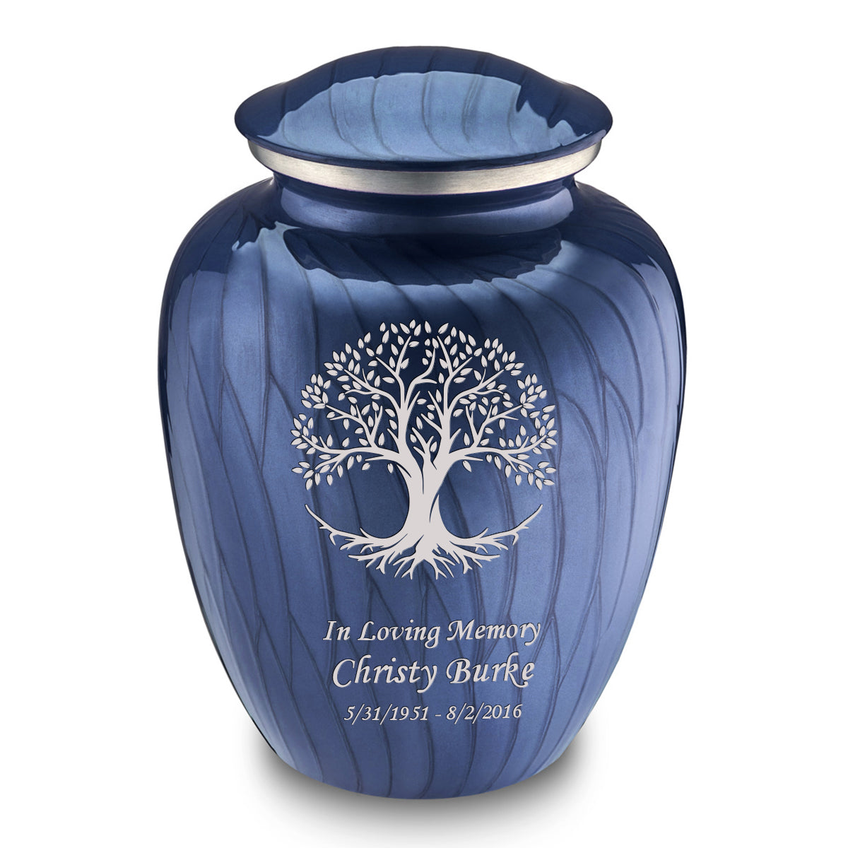 Adult Embrace Pearl Cobalt Blue Tree of Life Cremation Urn