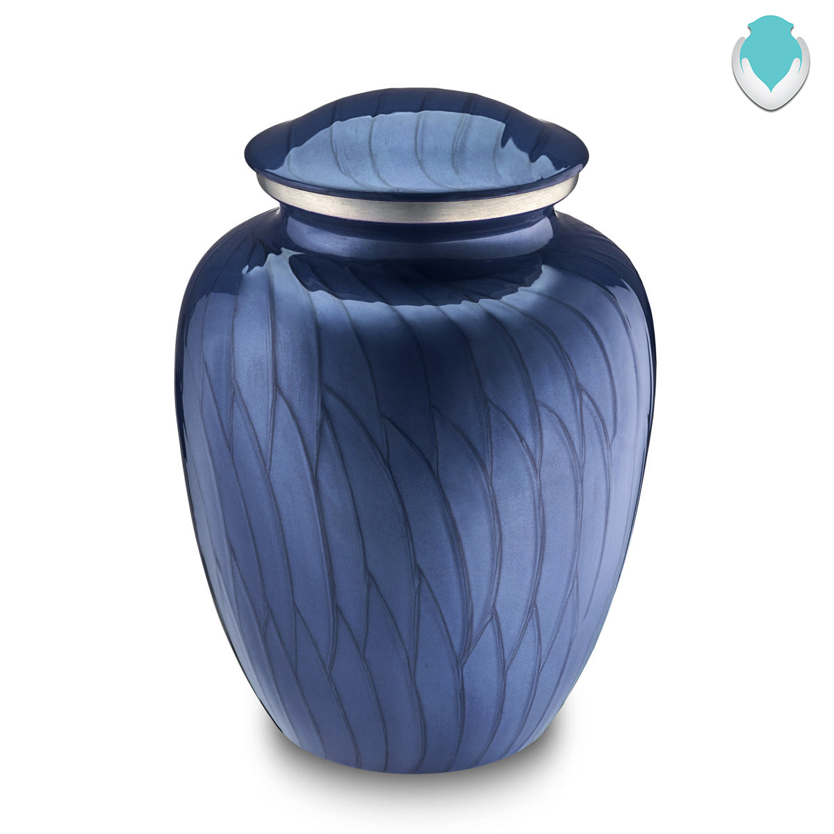 Adult Embrace Pearl Cobalt Blue Custom Engraved Cremation Urn