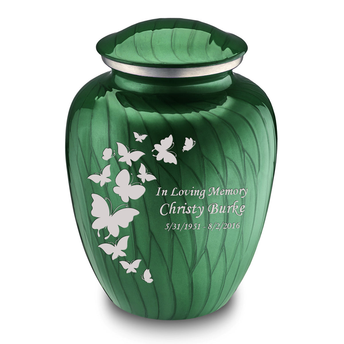 Adult Embrace Pearl Green Butterfly Cremation Urn