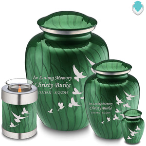 Adult Embrace Pearl Green Doves Cremation Urn