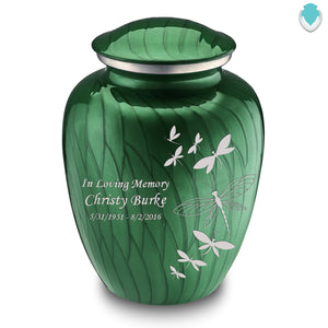 Adult Embrace Pearl Green Dragonflies Cremation Urn