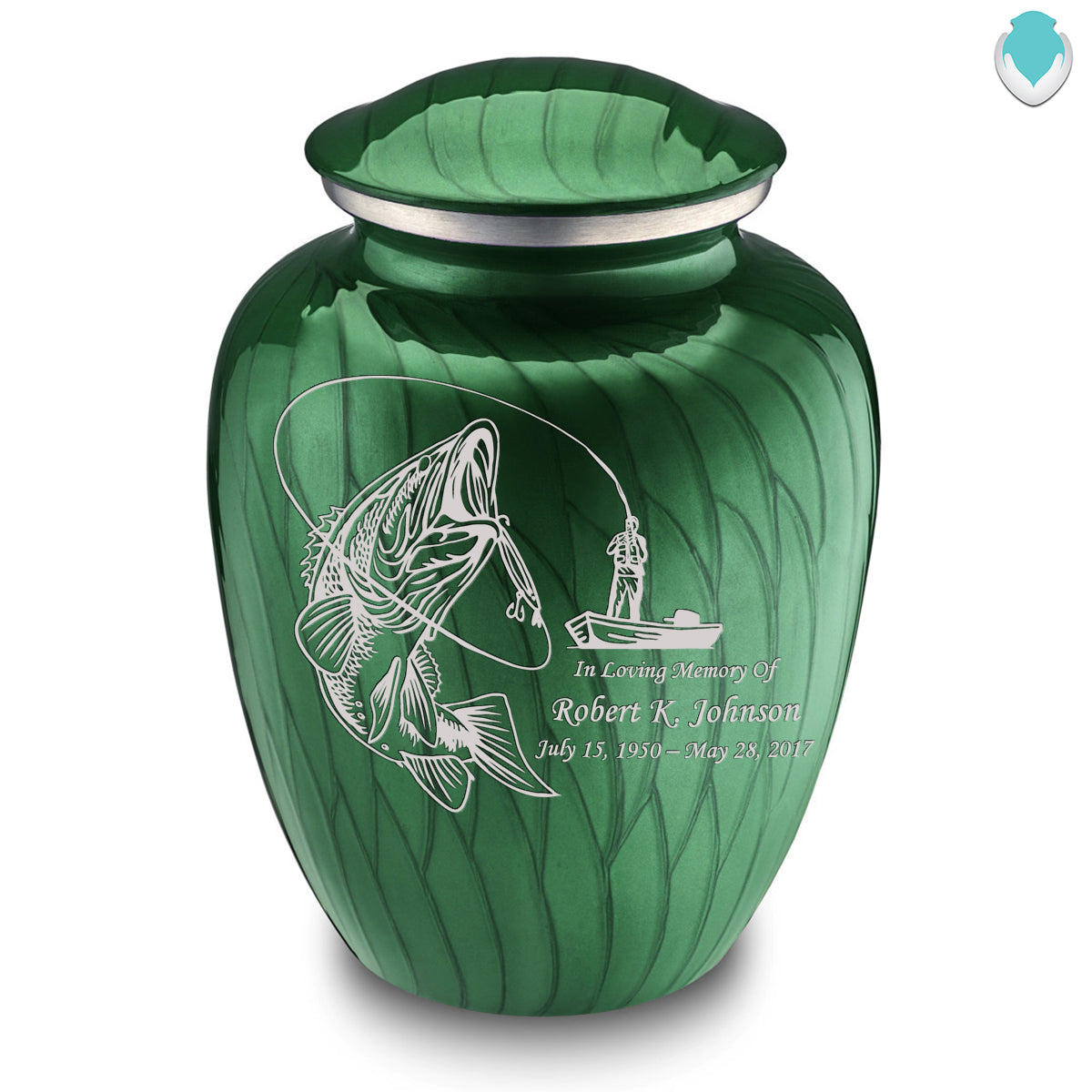 Adult Embrace Pearl Green Fishing Cremation Urn