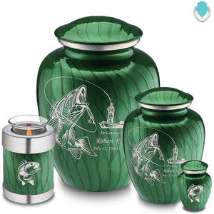 Adult Embrace Pearl Green Fishing Cremation Urn