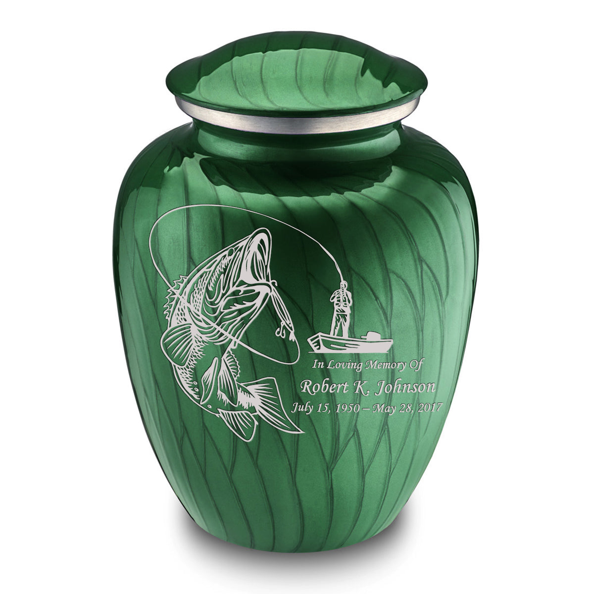 Adult Embrace Pearl Green Fishing Cremation Urn