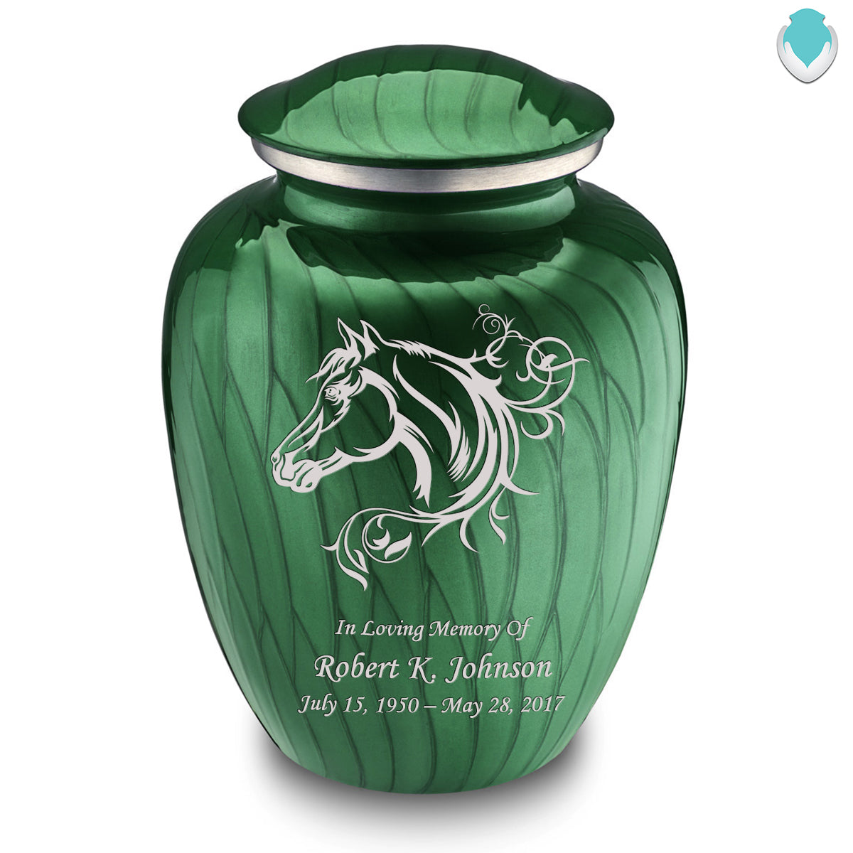 Adult Embrace Pearl Green Horse Cremation Urn