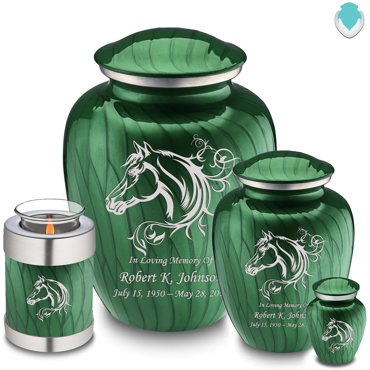 Adult Embrace Pearl Green Horse Cremation Urn