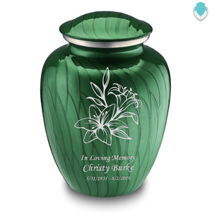 Adult Embrace Pearl Green Lily Cremation Urn