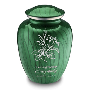 Adult Embrace Pearl Green Lily Cremation Urn