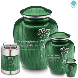 Adult Embrace Pearl Green Rose Cremation Urn