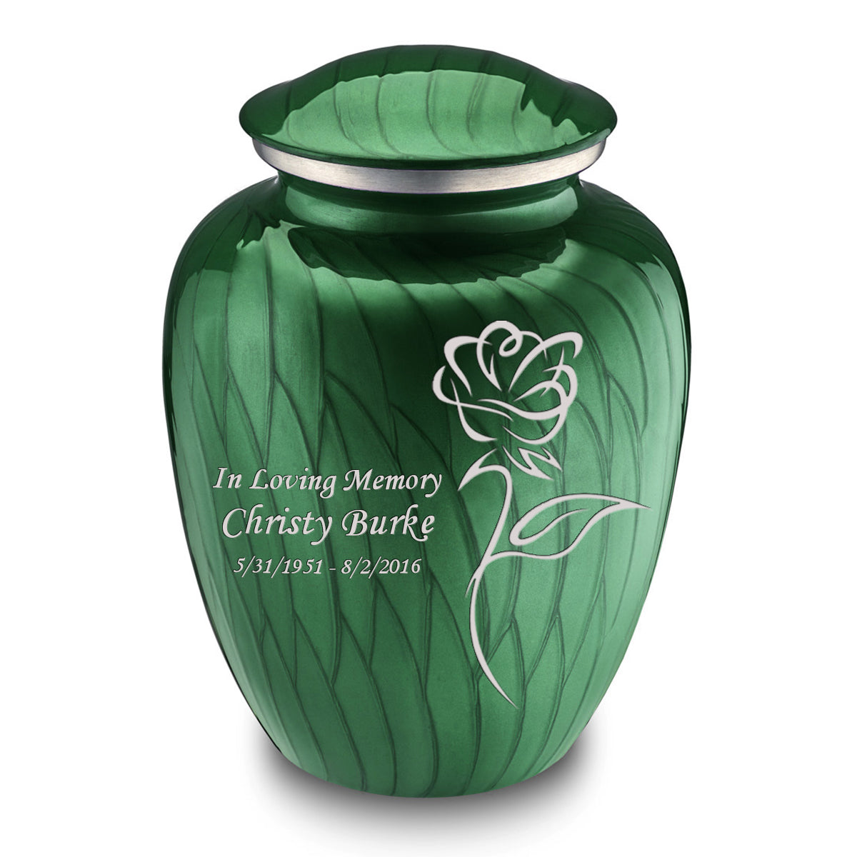 Adult Embrace Pearl Green Rose Cremation Urn