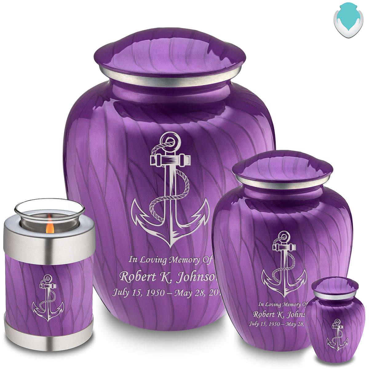 Adult Embrace Pearl Purple Anchor Cremation Urn