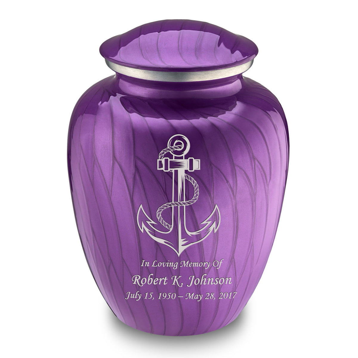 Adult Embrace Pearl Purple Anchor Cremation Urn