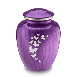 Adult Embrace Pearl Purple Butterflies Printed Cremation Urn