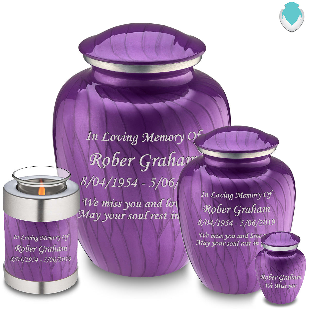 Adult Embrace Pearl Purple Custom Engraved Cremation Urn