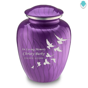 Adult Embrace Pearl Purple Doves Cremation Urn