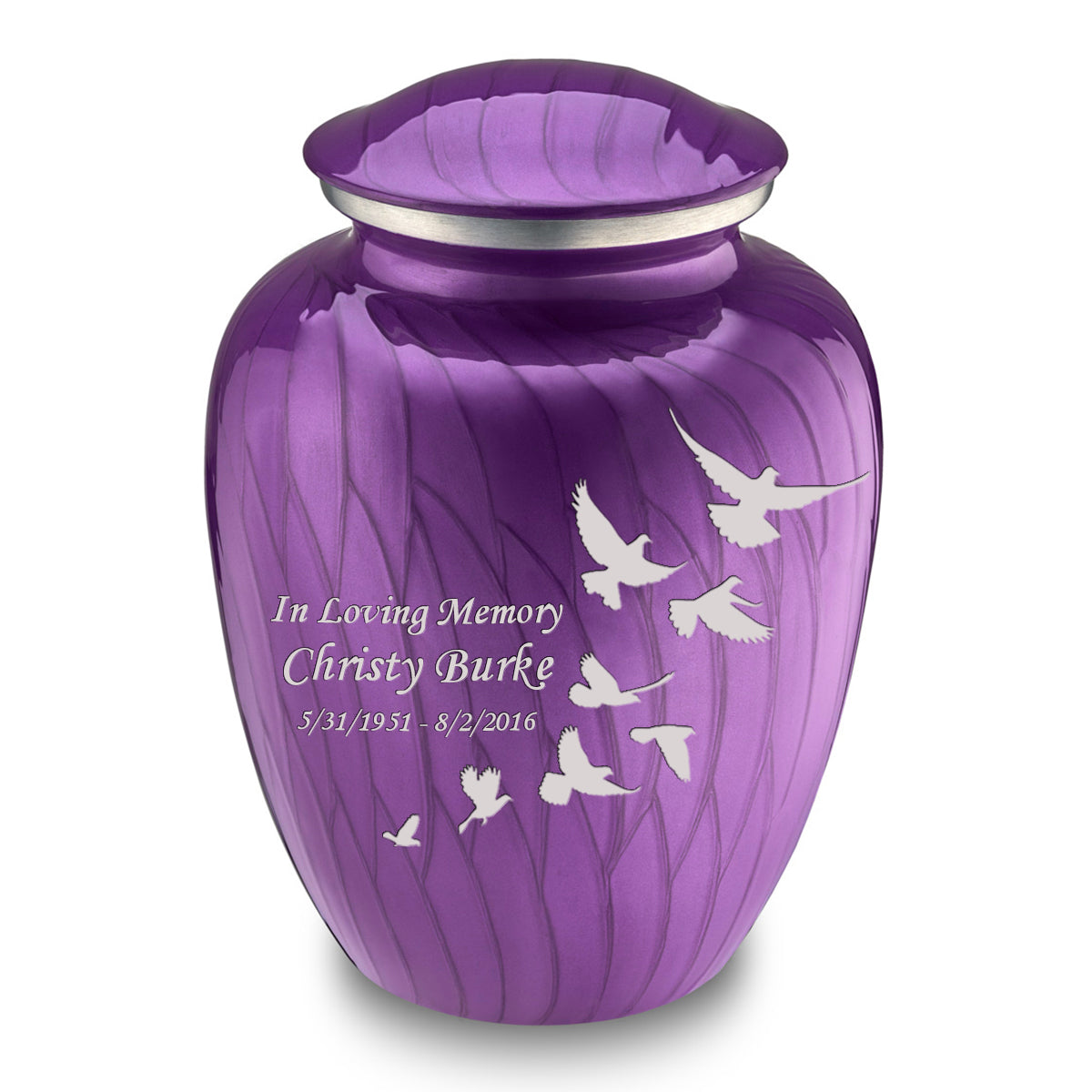Adult Embrace Pearl Purple Doves Cremation Urn