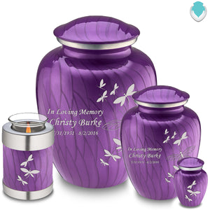 Adult Embrace Pearl Purple Dragonflies Cremation Urn