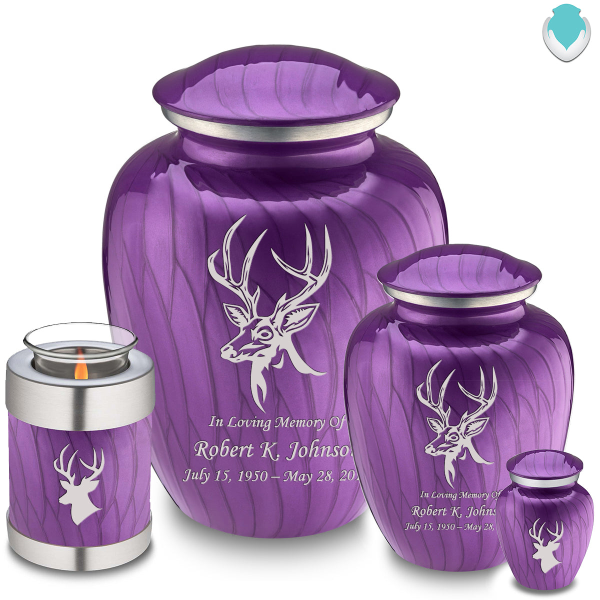 Adult Embrace Pearl Purple Deer Cremation Urn