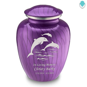 Adult Embrace Pearl Purple Dolphin Cremation Urn