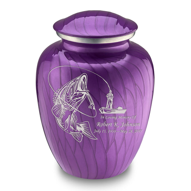 Adult Embrace Pearl Purple Fishing Cremation Urn